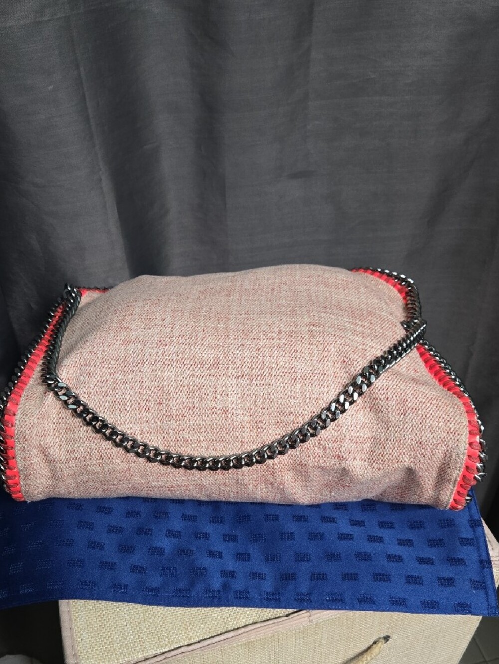 Stella McCartney Large Falabella Pink Tweed Tote with Gunmetal Chain Trim - Picture 6 of 16
